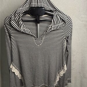 Rewind Black and White Striped Blouse